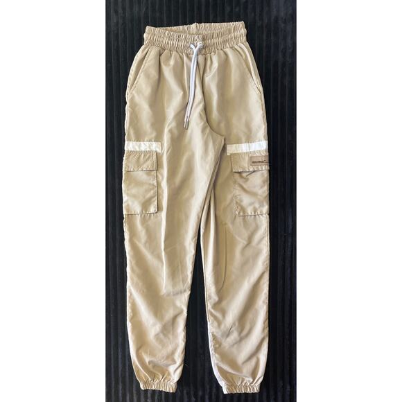 BoohooMan Cargo Joggers Tan Drawstring Waist Size XSmall - Picture 1 of 5